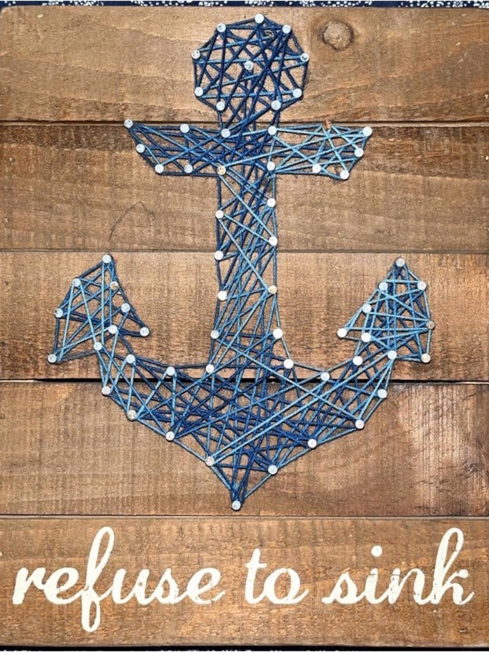 Nautical Anchor String Art Wall Plaque - Blue